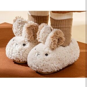 Toddler 8-9 Bunny Slippers Fuzzy Warm House Shoes White Easter Little Kid Unisex